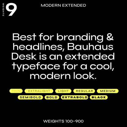 Bauhaus Desk—Bold sans-serif font for tech & design