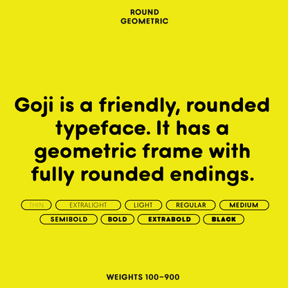 Goji—Friendly, rounded display font