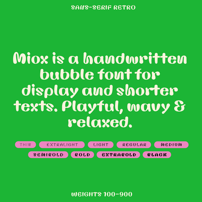 Miox—Groovy bubble font, playful and retro-modern for fun branding