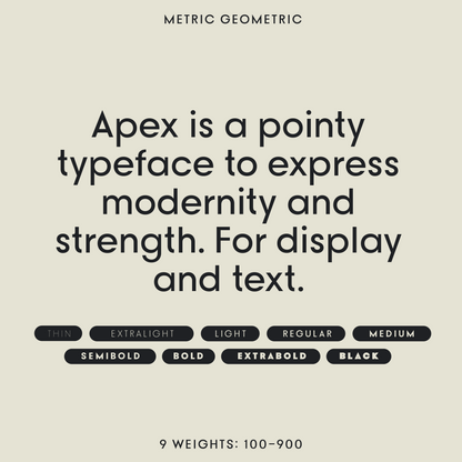 Apex—Bold & pointy sans-serif font with sharp alts